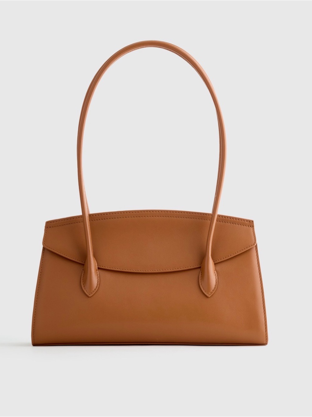 Quince Italian Leather Double Strap Shoulder Bag in Cognac - Picture 2 of 5